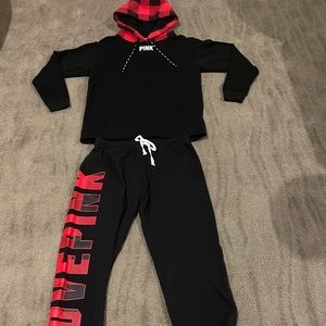 Unique PINK jogger set with Sherpa lined hoodie